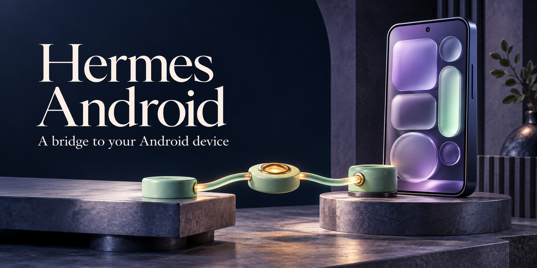 Hermes Android — concept illustration · created with ai assistance for this project
